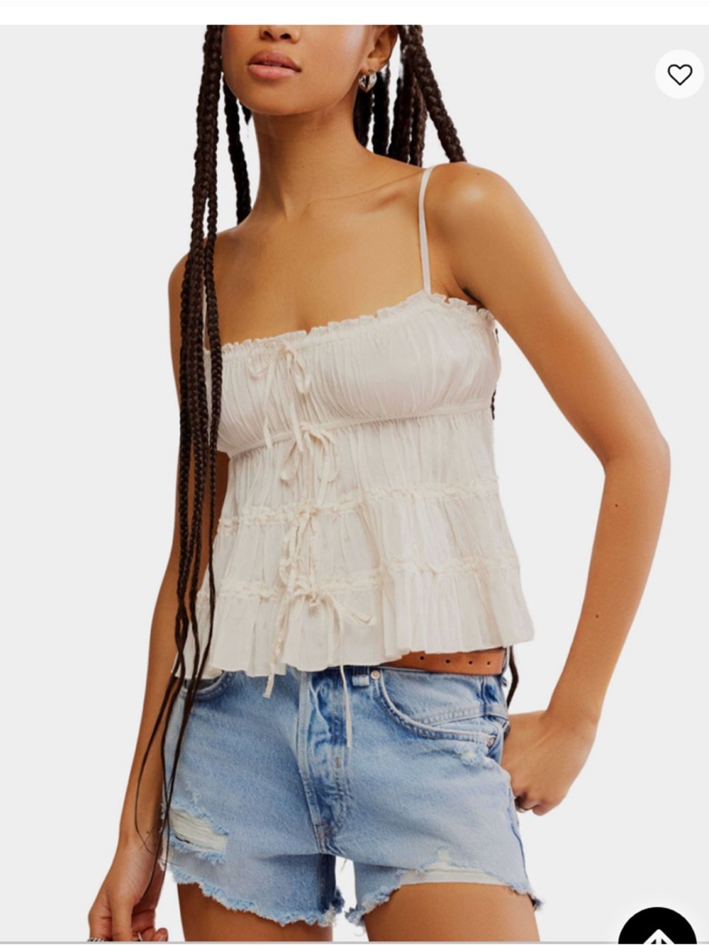 Free People Matilda Cream Ruffled Tie-Front Swim Cami